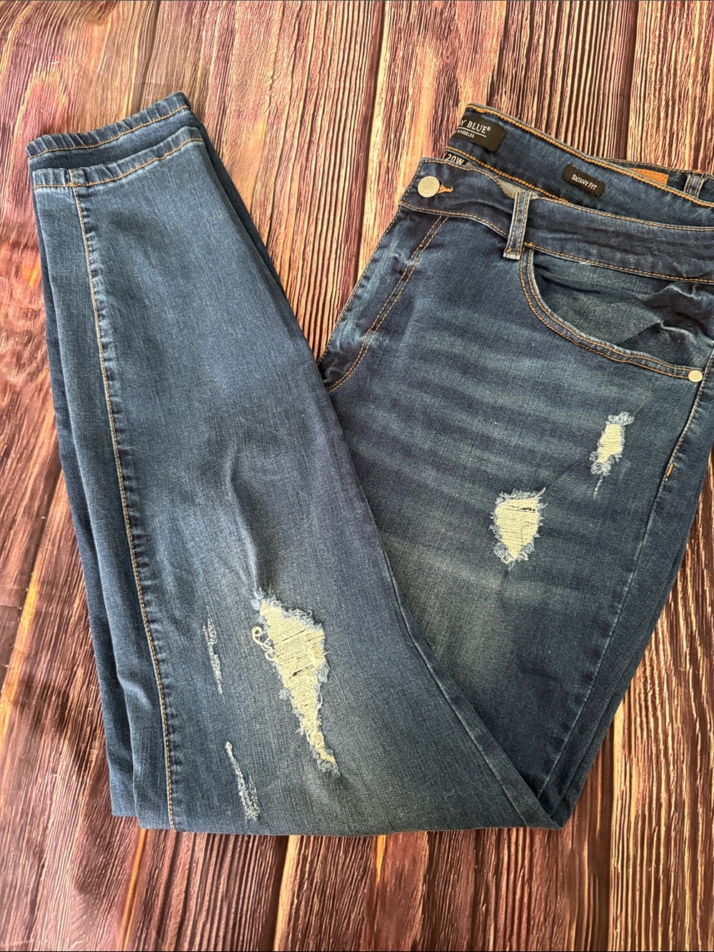 Judy Blue Distressed Medium Blue Skinny Jeans